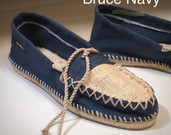 Made to order Men Handmade Shoes Espadrilles Spanish Shoes Jute Navy Blue