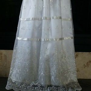 Baby Girl Embroidered Organza Christening Gown Baptism Dress   3-6M/6-12M