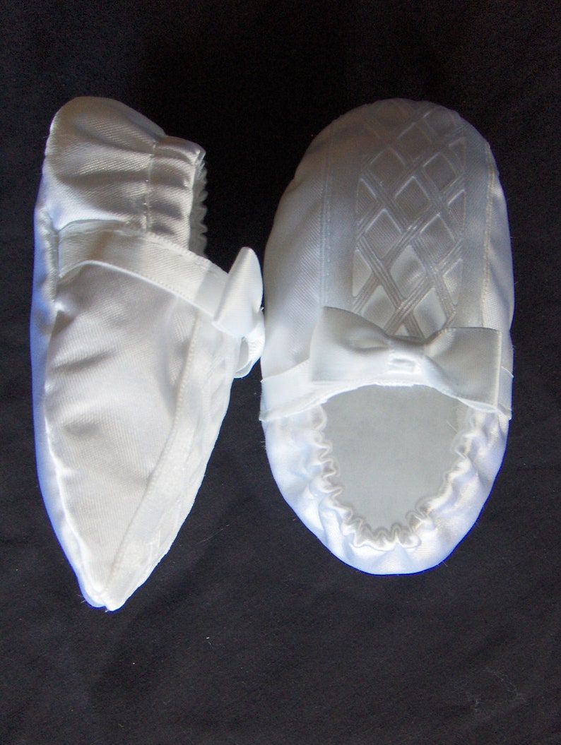 Reborn/baby Boy White Satin Infant Christening Shoes/booties Etsy