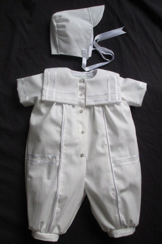 6-12 Month Boys Silk Christening Baptism Romper Size M