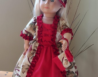 18" Doll Clothes Victorian Gown, Historic Formal Outfit fits American Girl Doll