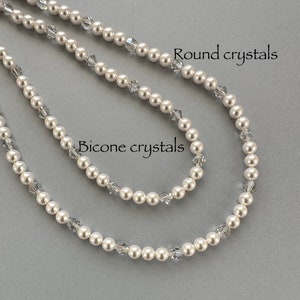 Swarovski Pearl & Crystal Bridal Necklace: White or Peach Pearls