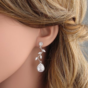 Cubic Zirconia Bridal Earrings: Rose Gold, Rhodium, or Gold Plated