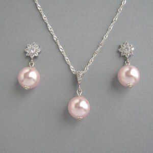 Swarovski Pearl Bridal Jewelry Set: Necklace and Earrings Bridesmaid Jewelry