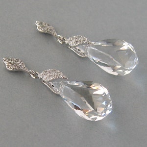 Swarovski Crystal Bridal Earrings: Clear Drop Earrings, Wedding Jewelry
