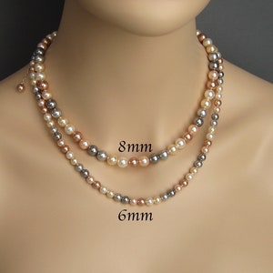 Swarovski Pearl Necklace & Bracelet Set: Multicolor Sterling Silver Jewelry