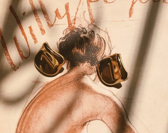 Vintage Faux Gold Earrings // Costume Jewelry Square Modern Minimalistic