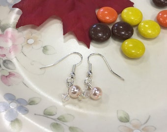 Light Pink Pearl and Crystal Earrings