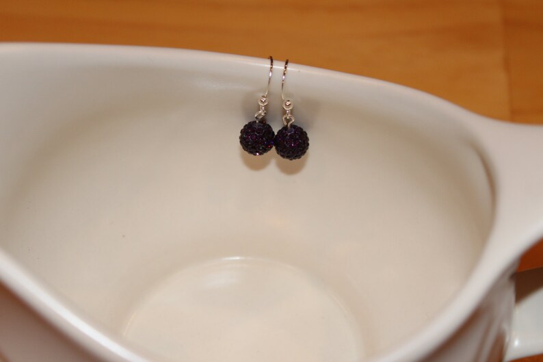 Purple crystal earrings image 2