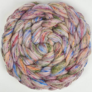 Tweed Wool Blend 'Holi Festival' Combed Top. Hand Spinning, Wet Felting Roving Fiber - Multicolored Wool Tweed Nepps. 4 oz. Ready to Ship!