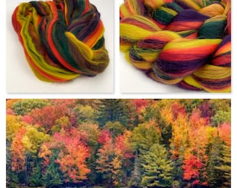 Signature Custom Blend 100% Merino Wool Combed Top 'New Hampshire' green orange purple yellow Spinning Felting Roving Fiber - Ready to Ship!