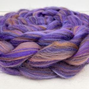 Signature Custom Blend  'Tonal Purple' Combed Top 100% Merino Wool Roving Fiber for Hand Spinning, or Felting; 4 oz. Ready to Ship!