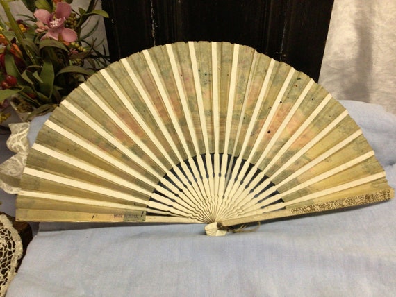 Vintage Japanese Painted Paper Fan - image 5