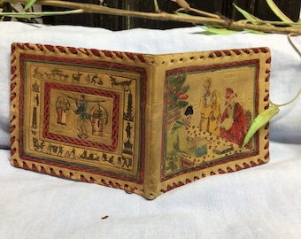 Vintage Asian Painted Leather Billfold