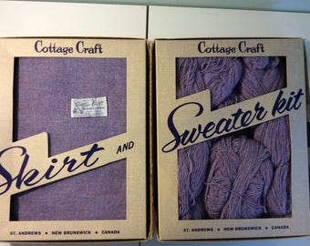 Vintage Cottage Crafts Hand Woven Wool Skirt and Sweater Set