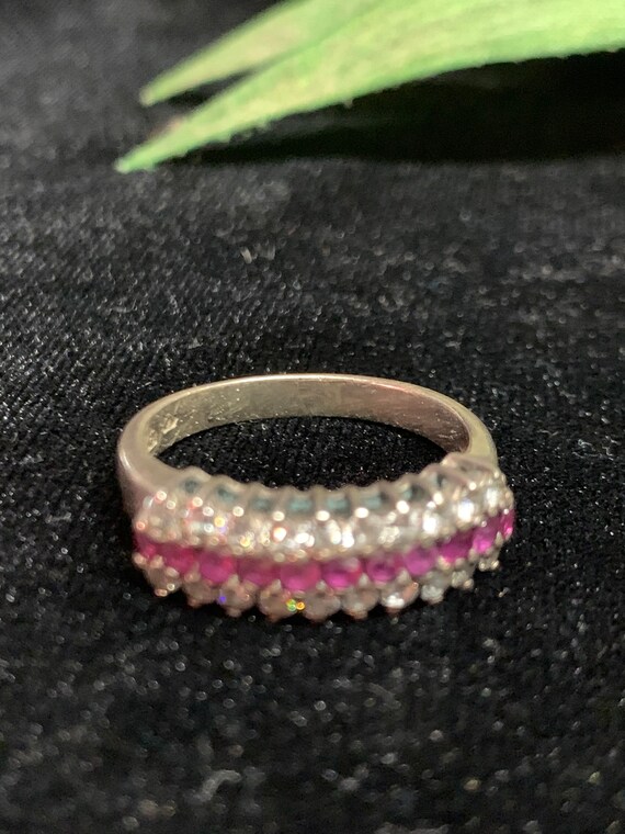 Silver Ruby and Cubic Zirconia Ring - image 4