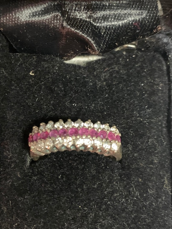 Silver Ruby and Cubic Zirconia Ring - image 1