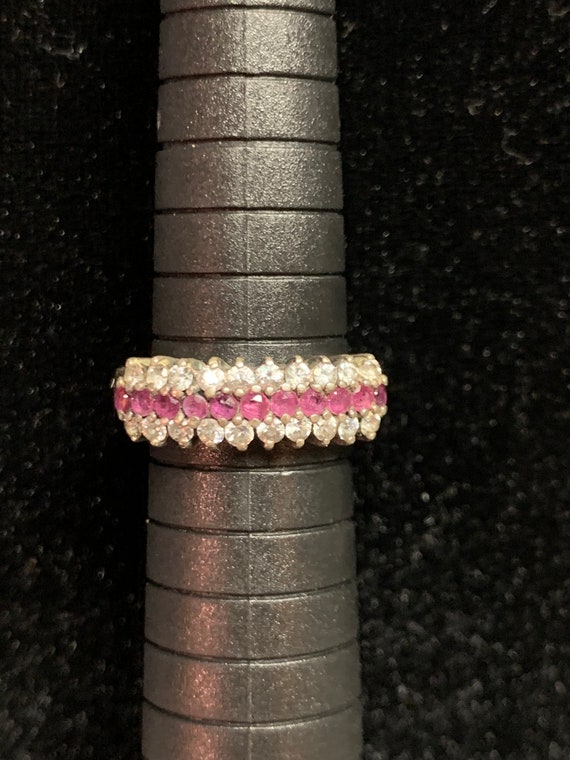 Silver Ruby and Cubic Zirconia Ring - image 2