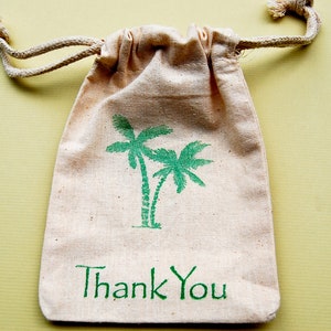 Palm Tree Muslin Bags / Set of 10 / Perfect for Summer Beach Wedding