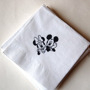 Mickey and Minnie Mouse Napkins / Set of 50 / Cocktail Napkins / Perfect for Birthday Party