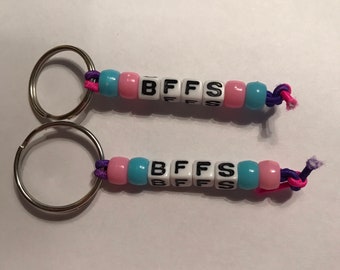 Pink and Blue BFFS keychains