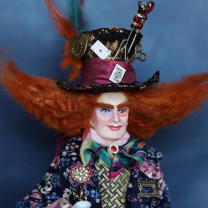 Artist doll Mad Hatter OOAK Collectible  figurine from Alice in Wonderland