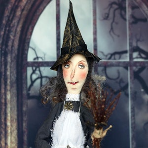 Crooked Sue Witch with a Broomstick, Flying Hanging Witch, Witchy Window Hanging Indoor, Halloween Gifts