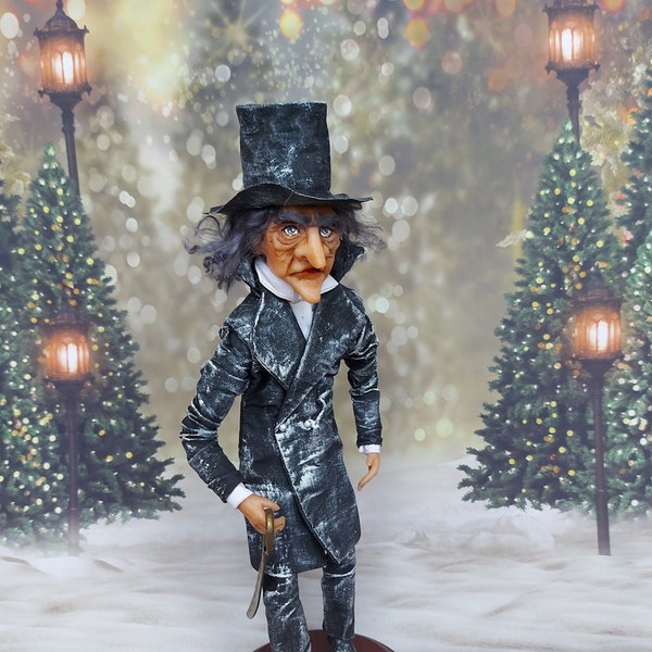 Ebenezer Scrooge handmade art doll from  Christmas Carol story OOAK Victorian Style decor