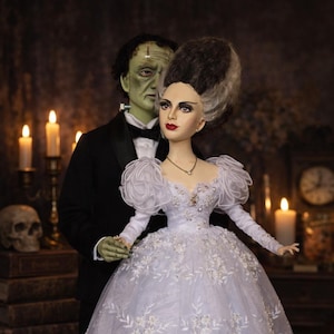 Bride of Frankenstein  OOAK Art figurine– Handmade Gothic Sculpture – Horror Bride Figure – Collectible Halloween Decor – Dark Vintage