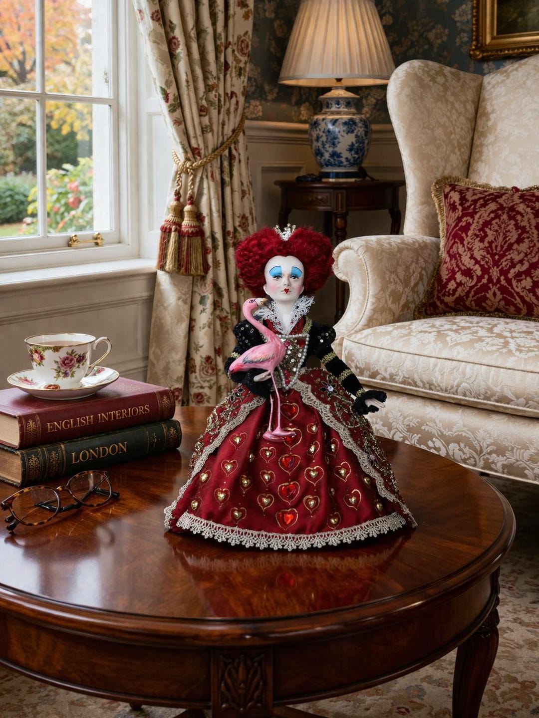 Queen of Hearts Art Figurine, Alice in Wonderland Inspired