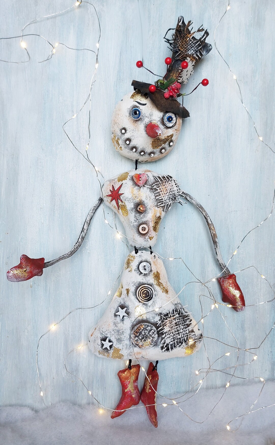 Crazy Snowman Primitive Rag Doll Winter Wall Decor - Etsy Canada