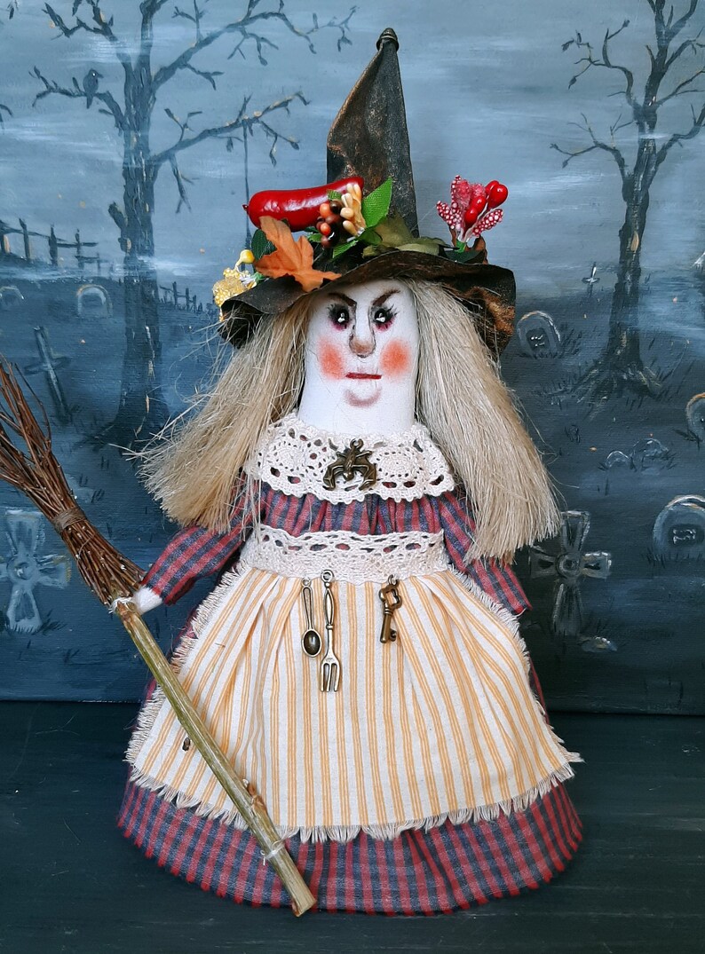 Handmade Witch Halloween rag doll home kitchen witch decor Etsy