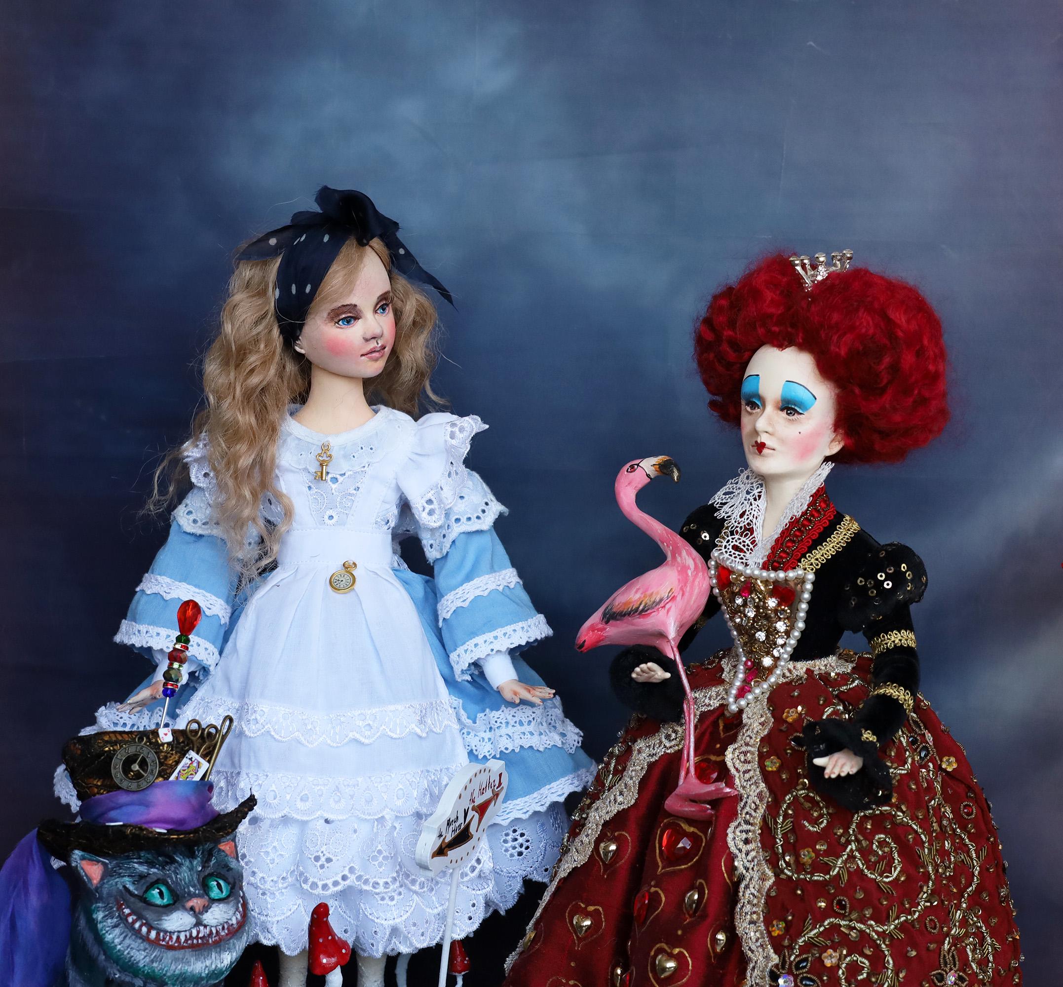 Queen of Hearts Art Doll, Alice in Wonderland Inspired, Handmade