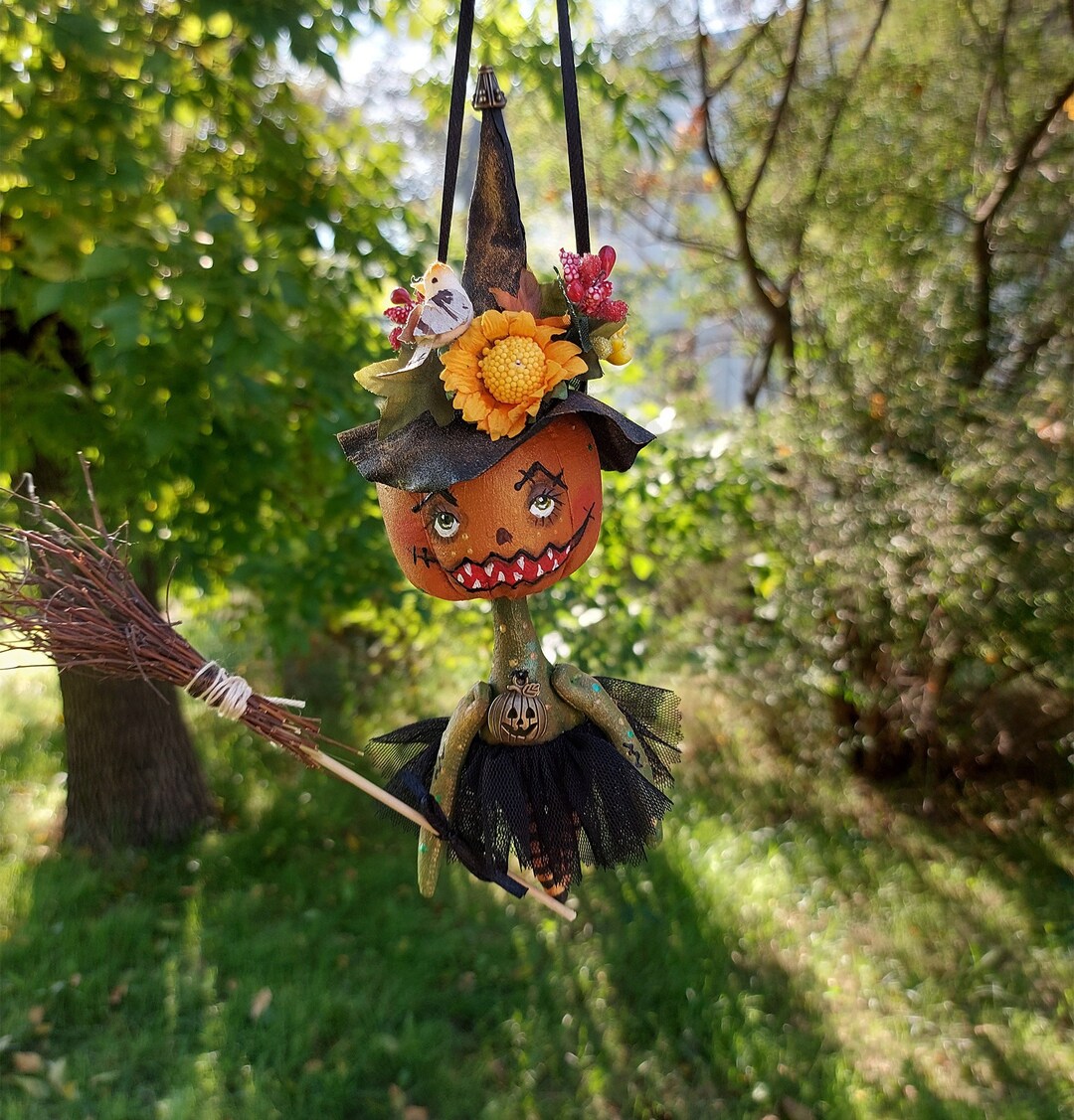 Pumpkin Textile Doll, Halloween Decor, Handmade Rag Doll, Autumn Home Decor Etsy