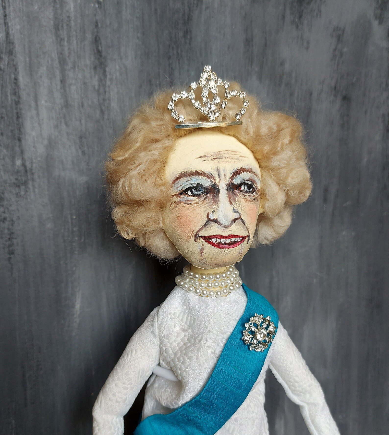 Fabric doll queen Elizabeth figurine rag doll famous people Etsy
