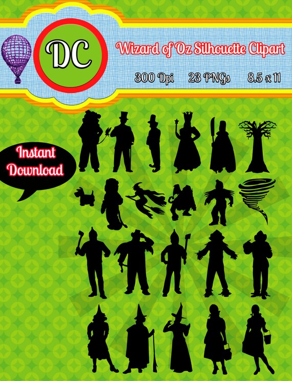 Items similar to Wizard of Oz Instant Download Inspired Silhouettes Clipart For Commercial or
