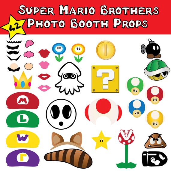 Super Mario Brothers Photo Booth Props 42 Instant Download | Etsy