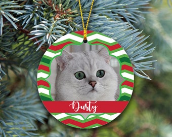 Custom Zig Zag Pet Ornament, Dog Ornament, Cat Ornament, Christmas Ornament, Christmas Gift, Personalized Gift, Custom Ornament