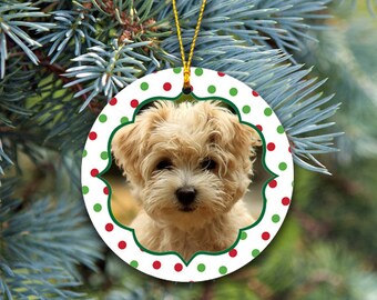 Custom Polka Dots Pet Ornament, Dog Ornament, Cat Ornament, Christmas Ornament, Christmas Gift, Personalized Gift, Custom Ornament