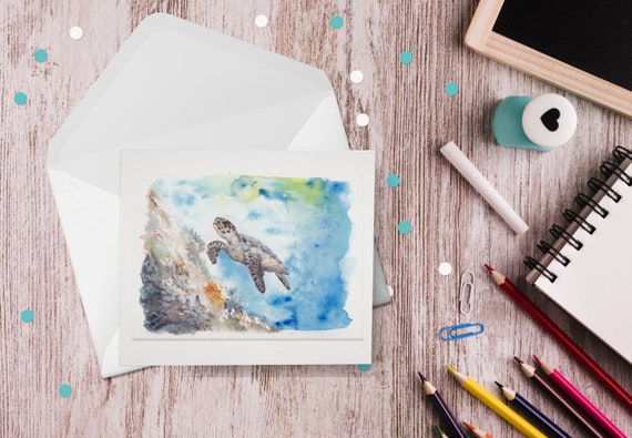 Watercolour Turtle card - Thoughtful design for birthdays & celebrations | Nature inspired | Turtle picture |Blank card| Turtle