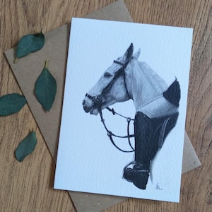de voeux élégante de cheval | Amateur de chevaux | Cheval dessiné à la main | Carte vierge |