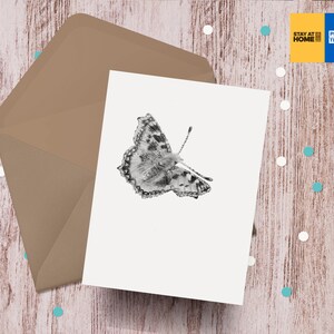 Tarjeta elegante con mariposas / Ilustración de mariposas / Dibujo a lápiz de mariposas /