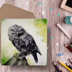 Watercolour Owl Card- Thoughtful Design for Birthdays and Celebrations - Owl card, Owl picture, Owl drawing, illustration nature.