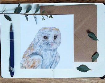 Barn Owl card, Barn Owl picture, Barn Owl drawing, Barn Owl Art, Birthday card, Occasion card, Animal card, Owl, Bird Art, Bird, ,