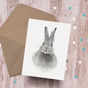 Cartão de felicitações de coelho fofo - ideal para amigos e familiares - Cartão de bebê, Cartão de coelho, Imagem de coelho, Desenho de coelho, Cartão de coelho