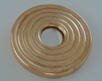 Gold Leaf Round Mirror: Concentric Circle Design, Handmade Mexican Decor