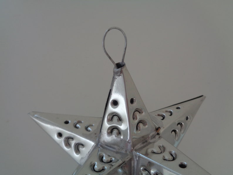 Moravian Star Silver Tin Ornaments, Christmas Ornaments, Holiday Ornaments, Star Ornaments, Weddings Decor, Party Favors, Wedding Favors image 3