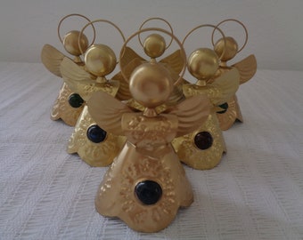 Gold Angel Tin Ornaments,  Christmas Ornaments, Angel Holiday Ornaments, Handmade Ornaments, Golden Ornaments, Monaguillos, Adornos Navidad