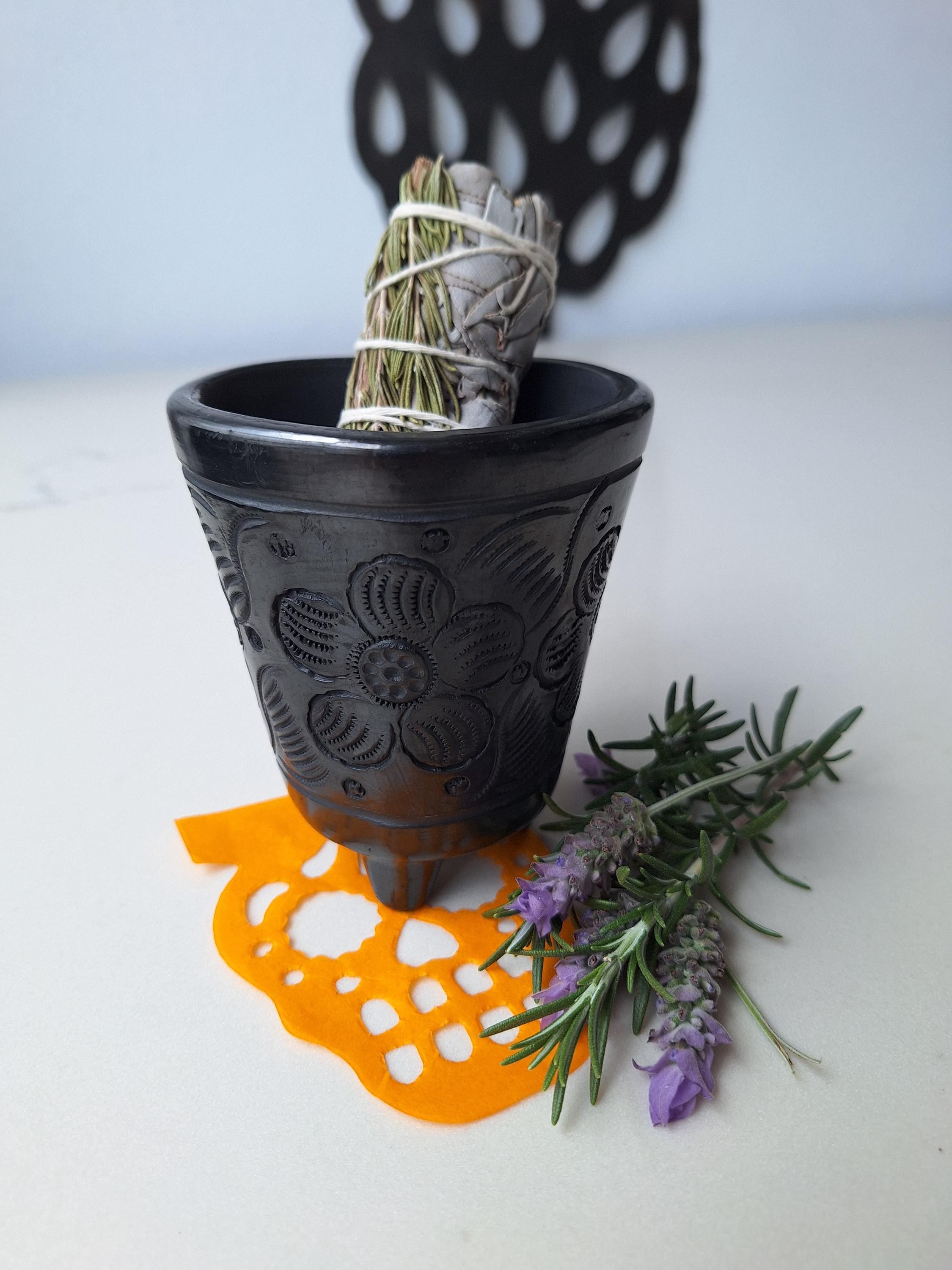 Oaxaca Black Clay Copal Incense Burner With Sage Bundle - Etsy