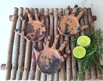 Posavasos de arcilla hechos a mano, Barro de Oaxaca, Técnica de goteo, Posavasos para fiestas, Salvamanteles, JUEGO DE 4